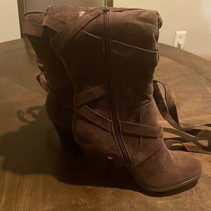 Brown thigh high boots